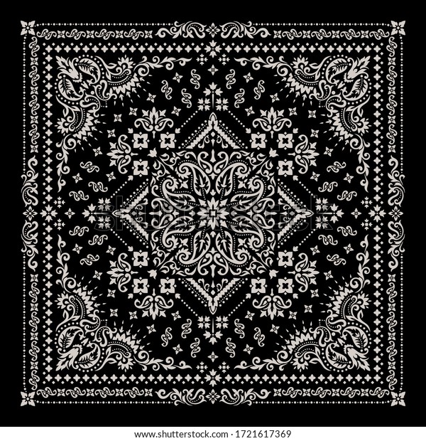 Vector ornament paisley Bandana Print. Silk neck
scarf or kerchief square pattern design style, best motive for
print on fabric or
papper.