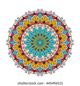 Vector Ornament Pattern. Vintage decorative element for print ot design. Islam, Arabic, Indian, ottoman motifs. Oriental colorful mandala.