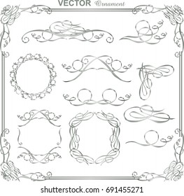 Vector ornament, retro& vintage  frame, material of illustrator, silver ornament ,Classical frame of metallic texture