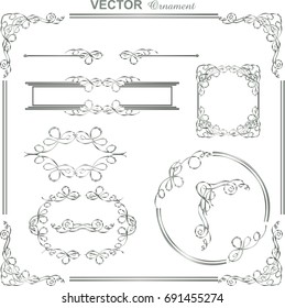 Vector ornament, retro& vintage  frame, material of illustrator, silver ornament ,Classical frame of metallic texture