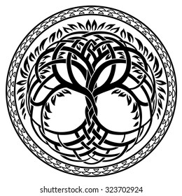 Vector Ornament, Round Celtic Tree Of Life