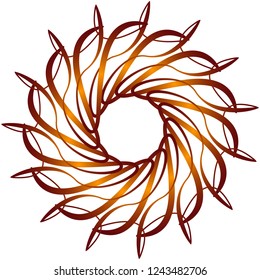 Vector ornament. Round floral pattern. Hand drawn decorative element. Geometric circle element.