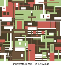 Vector ornament with scattered geometric shapes. Seamless pattern with the image of multi-colored geometric shapes.
