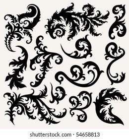vector ornament set In flower style