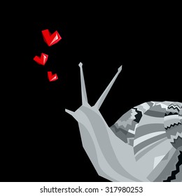 vector ornament snail creeping grass cartoon graphic