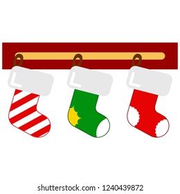 vector ornament socks on Christmas day for children's luck full collor