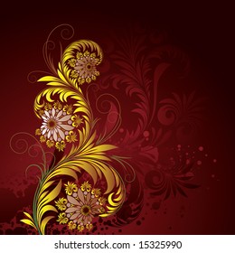 Vector ornament in style of Russian folk art hohloma