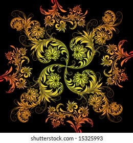 Vector ornament in style of Russian folk art hohloma