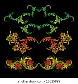 Vector ornament in style of Russian folk art hohloma