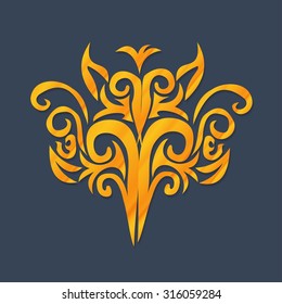 Vector ornament in Victorian style. Ornate baroque element for design, floral decoration. Ornamental lace pattern for wedding invitations, greeting cards