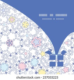 Vector ornamental abstract swirls Christmas gift box silhouette pattern frame card 