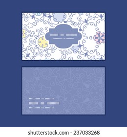Vector ornamental abstract swirls horizontal frame pattern business cards set