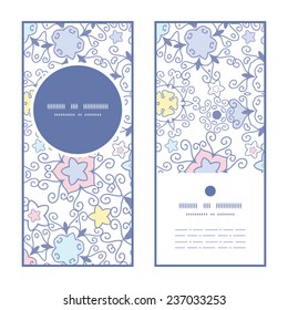 Vector ornamental abstract swirls vertical round frame pattern invitation greeting cards set