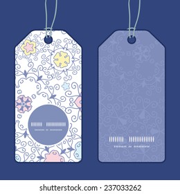 Vector ornamental abstract swirls vertical round frame pattern tags set