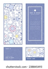 Vector ornamental abstract swirls vertical frame pattern invitation greeting, RSVP and thank you cards set