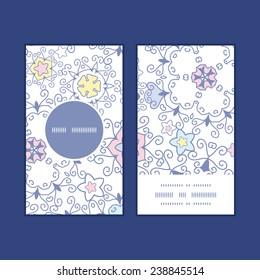 Vector ornamental abstract swirls vertical round frame pattern business cards set