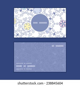 Vector ornamental abstract swirls vertical round frame pattern business cards set