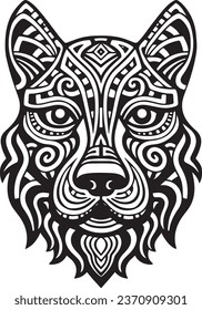 Vector ornamental ancient wolf, dog head illustration. Abstract historical mythology dog or wolf head logo. Good for print or tattoo.