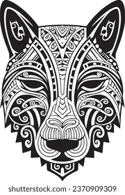 Vector ornamental ancient wolf, dog head illustration. Abstract historical mythology dog or wolf head logo. Good for print or tattoo.