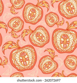 vector ornamental apple seamless pattern. It can be used for wallpaper, fabric design, textile design, cover, wrapping paper, banner, card, background.