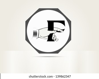 Vector ornamental art deco letter F sign alphabet