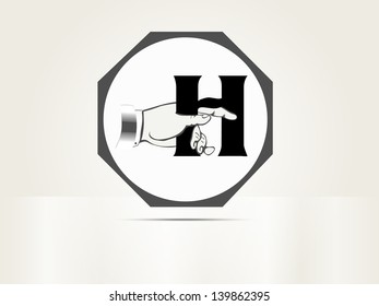 Vector ornamental art deco letter H sign alphabet