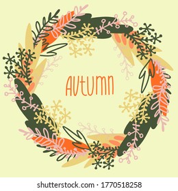 Vector ornamental autumn isolated floral vignette botanical design garland of blades of grass in autumn tones. The design is perfect for invitations, cards, postcards, vignettes, logos, badges