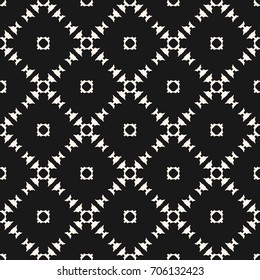 Vector ornamental background. Abstract geometric seamless pattern with carved figures, diagonal lattice. Monochrome repeat texture. Dark design for decoration, fabric, textile, covers, manufacturing