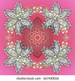 Vector ornamental background for Christmas with decorative snowflakes. Pattern on background. Design.