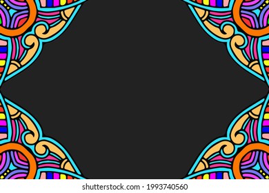 Vector ornamental background with mandala elements. Ethnic geometric pattern on a black background in Islam, Arabic, Indian, Turkish, Pakistani, Chinese, ottoman motives.