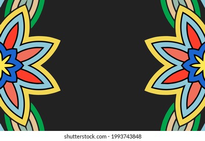 Vector ornamental background with oriental stylish mandala. Ethnic geometric pattern on a black background in Islam, Arabic, Indian, Turkish, Pakistani, Chinese, ottoman motives.