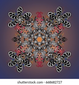 Vector ornamental background. Snowflakes ornamental pattern with watercolor effect. Abstract ornamental snowflakes design. Textile print for bed linen, jacket, package design, fabric,fashion concepts.