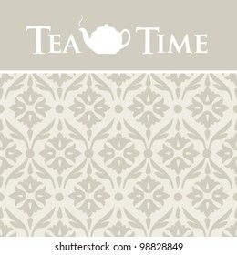 Vector Ornamental Background with Teapot Illustration