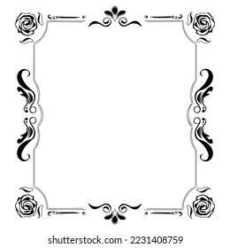 Vector ornamental beautiful hand drawn frame. Floral art geometric vintage background. Elegant decorative drawing pattern.