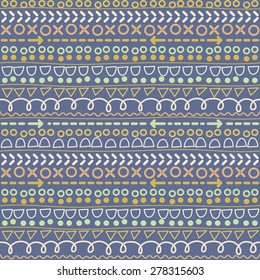 Vector ornamental border set. Abstract geometric hand drawn background. Seamless pattern.