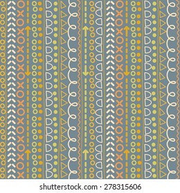 Vector ornamental border set. Abstract geometric hand drawn background. Seamless pattern.