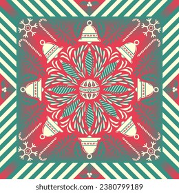 vector ornamental christmas scarf pattern on red