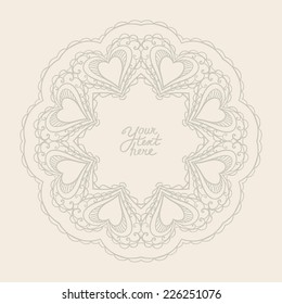 Vector ornamental circle frame. It can be used for card, invitation, poster, banner, fabric design, wedding card.