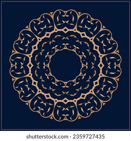 Vector ornamental circle frame. Round gold frame can be used for motifs, fabrics, gift wrapping, templates, plate, tile. Vector.