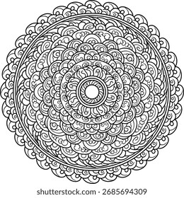Vector ornamental concentric cloud mandala, traditional Chinese dragon-cloud decorative art