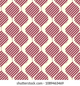 Vector ornamental continuous background made using undulate lines and diagonal stripes. Bright composition can be used as wallpaper pattern.