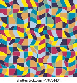 Vector ornamental continuous background made using undulate lines and curves. Colorful netting composition can be used as wallpaper pattern.