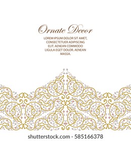 Vector ornamental  decorative border. Elegant ornate  element for design template, place for text. Luxury floral border. Lace decor for birthday and greeting card, wedding invitation,certificate.