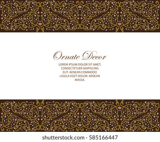 Vector ornamental  decorative border. Elegant ornate  element for design template, place for text. Luxury floral border. Lace decor for birthday and greeting card, wedding invitation,certificate.