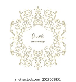 Vector ornamental decorative design. Elegant ornate element for design template, place for text. Luxury east floral border. Lace decor for birthday and greeting card, wedding invitation,certificate.