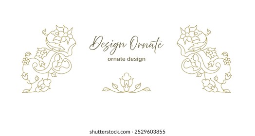 Vector ornamental decorative design. Elegant ornate element for design template, place for text. Luxury east floral border. Lace decor for birthday and greeting card, wedding invitation,certificate.