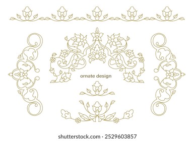 Vector ornamental decorative design. Elegant ornate element for design template, place for text. Luxury east floral border. Lace decor for birthday and greeting card, wedding invitation,certificate.