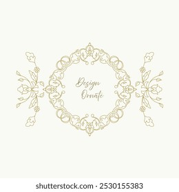 Diseño decorativo ornamental de Vector. Elemento adornado elegante para la Plantilla del diseño, lugar para el texto. Frontera floral oriental de lujo. Decoración de encaje para cumpleaños y tarjeta de felicitación, invitación de boda, certificado.