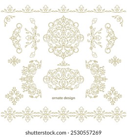 Vector ornamental decorative design. Elegant ornate element for design template, place for text. Luxury east floral border. Lace decor for birthday and greeting card, wedding invitation,certificate.