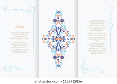 Vector ornamental decorative frame. Elegant ornate element for design template, place for text. Luxury floral border. Lace decor for birthday and greeting card, wedding invitation,certificate.